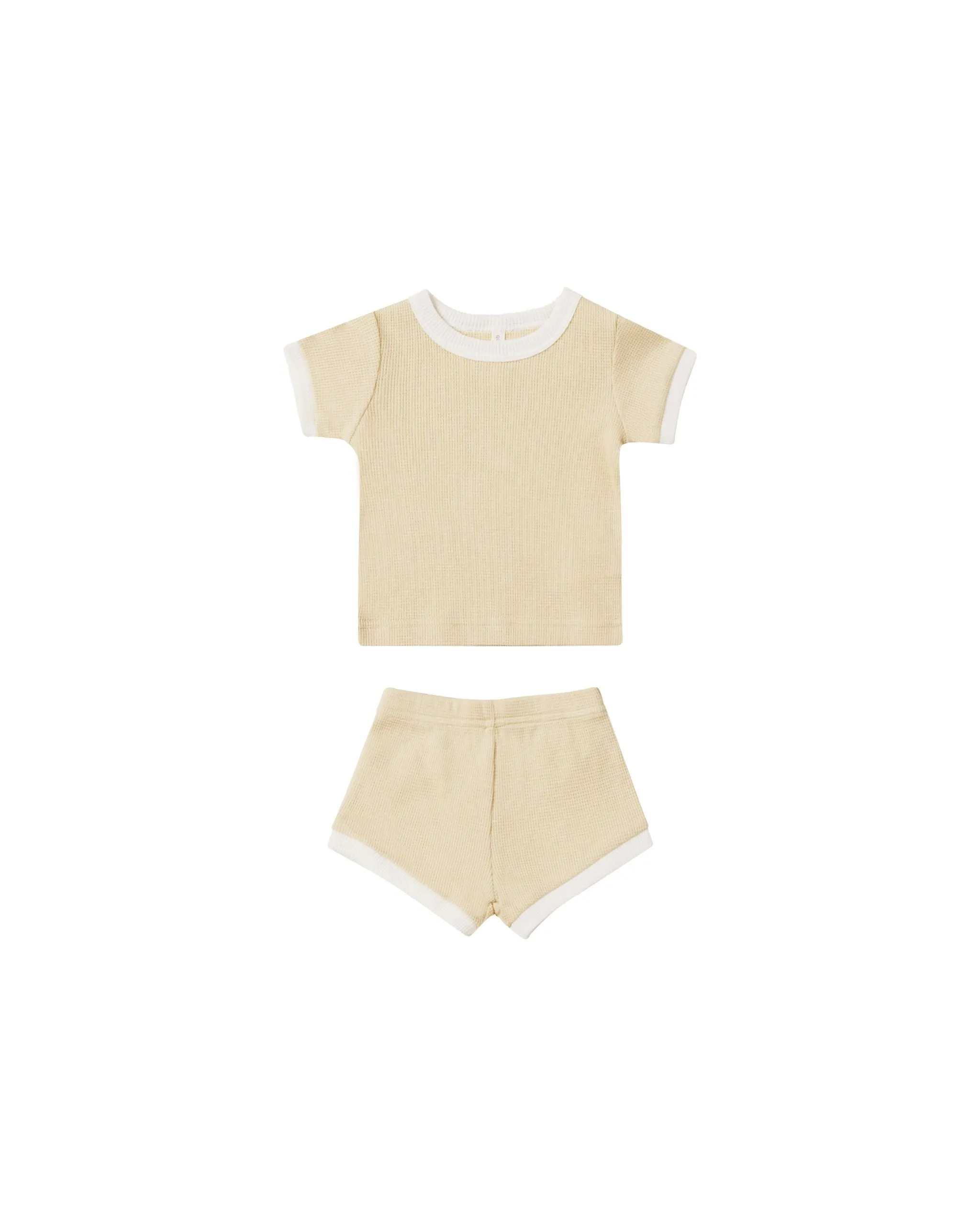 Quincy Mae waffle shortie set || lemon