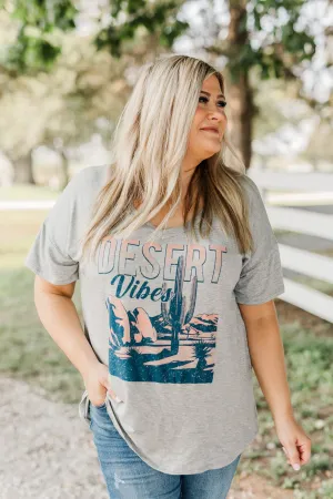 "Desert Vibes" Landscape Graphic Top- Grey