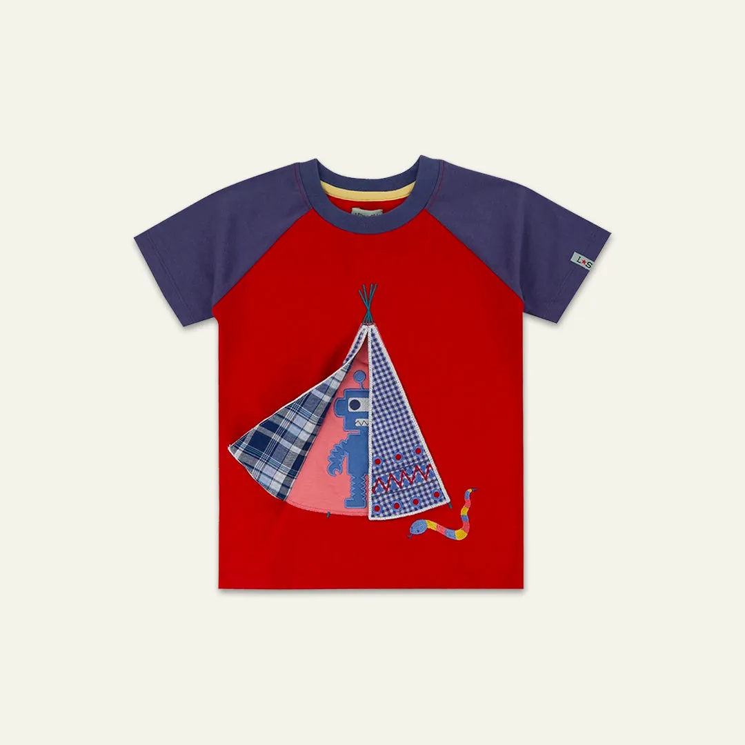 Red Robot In A Teepee Applique Top