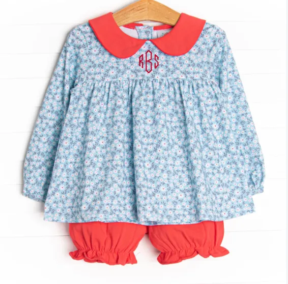 Rissa Bloomer Set, Blue Floral