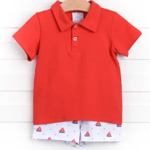 Set Sail Short Set, Red