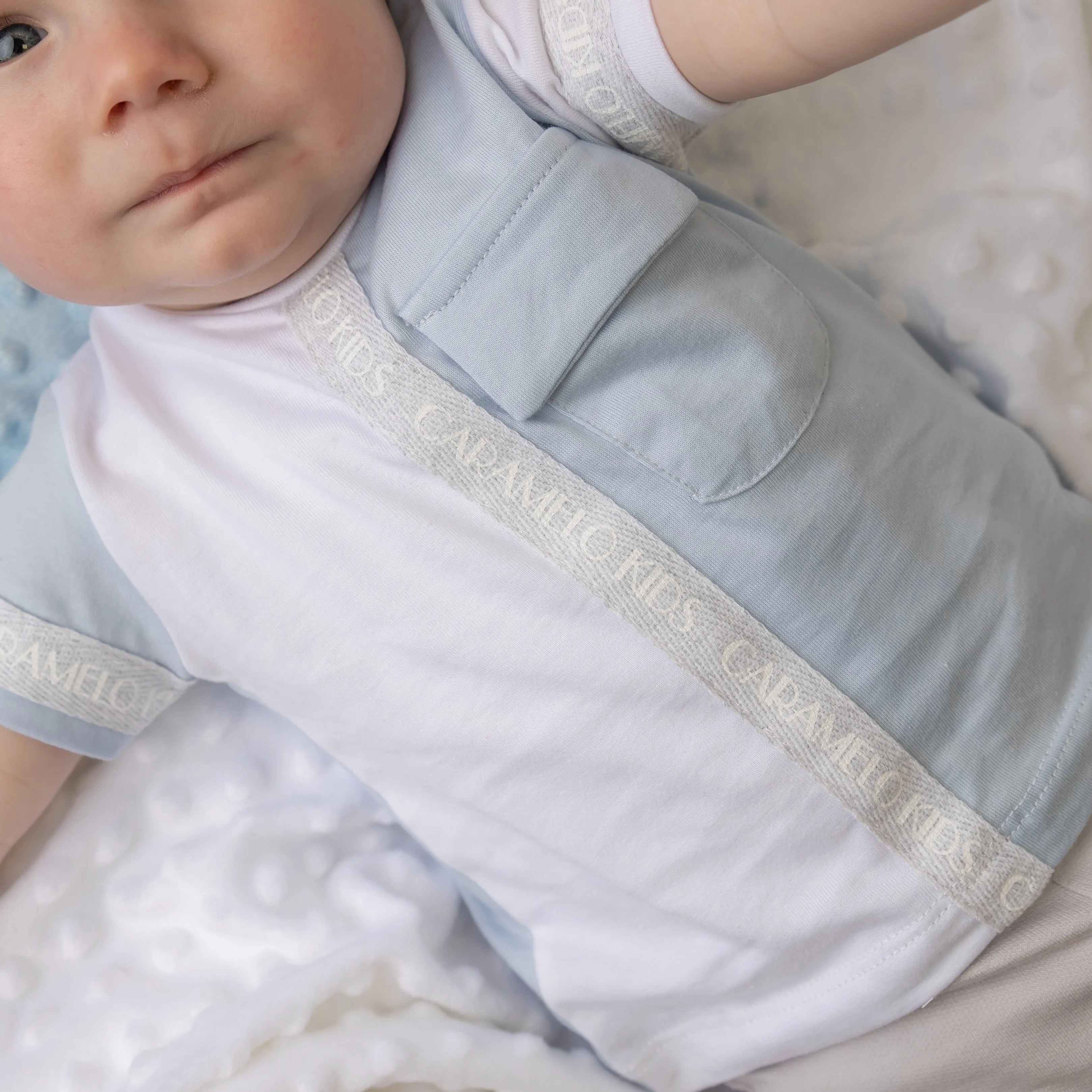 Sky Blue Two Tone Pocket Shorts Set