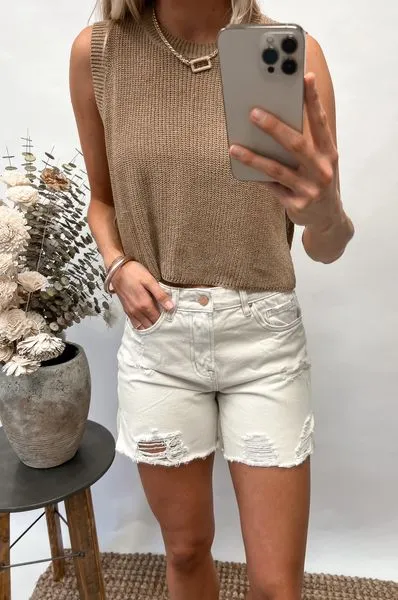 Sun And Sand Denim Midi Shorts