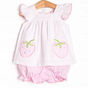 Wildberry Wonder Applique Bloomer Set, Pink