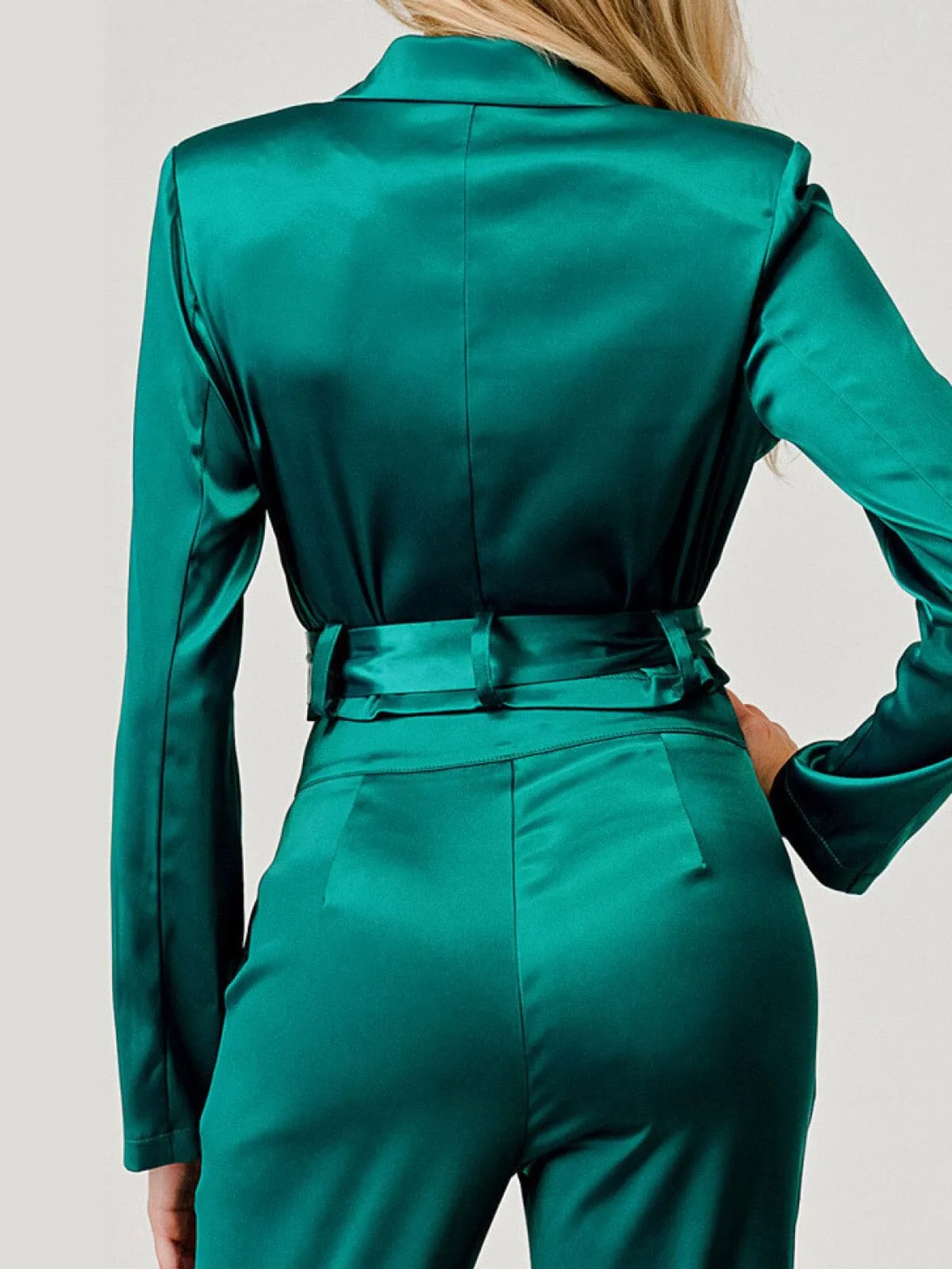 WOMEN'S LONG SLEEVE BLAZER & FEATHER DETAILED PANTS 2PC. SET